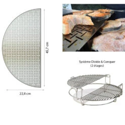 Kamado Joe Plaque Demi Lune Inox Kamado Classic Joe -Cuisine BBQ plaque demi lune inox classic joe kamado 0811738021256 2